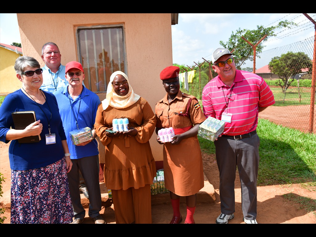 Pastor Joel's team giving soap, toothpaste, and deoderant